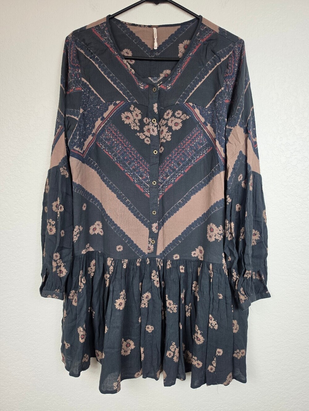 Free People Rayon Floral Button Up Dress XS